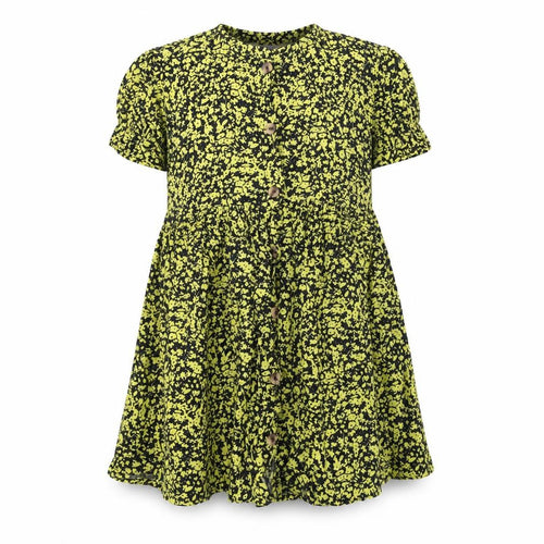 NEXT Girls Black Geometric Viscose A-Line Size 11 Years Round Neck Button