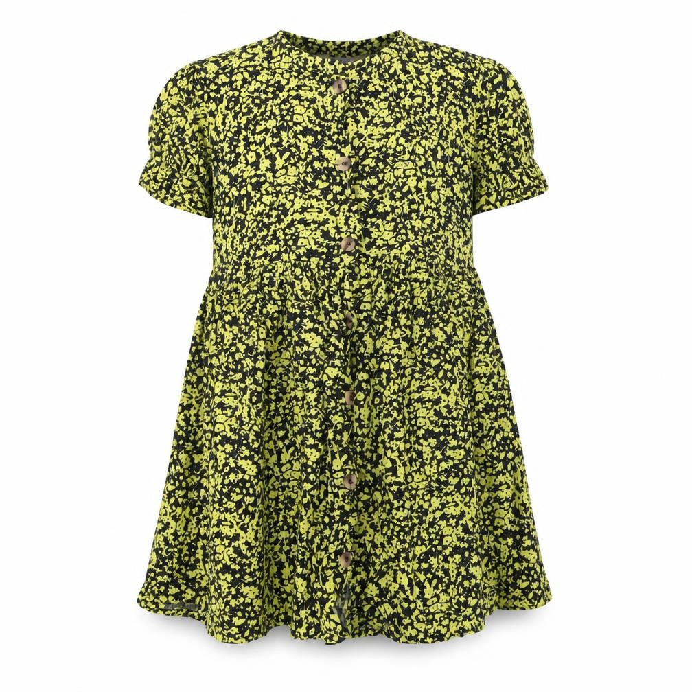 NEXT Girls Black Geometric Viscose A-Line Size 11 Years Round Neck Button