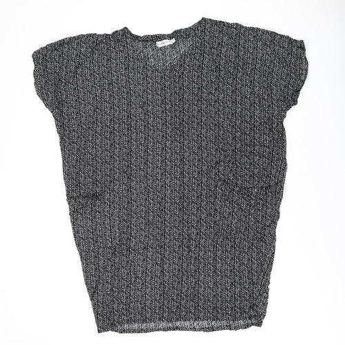 Bodacious Womens Black Geometric Polyester Shift Size L V-Neck Pullover