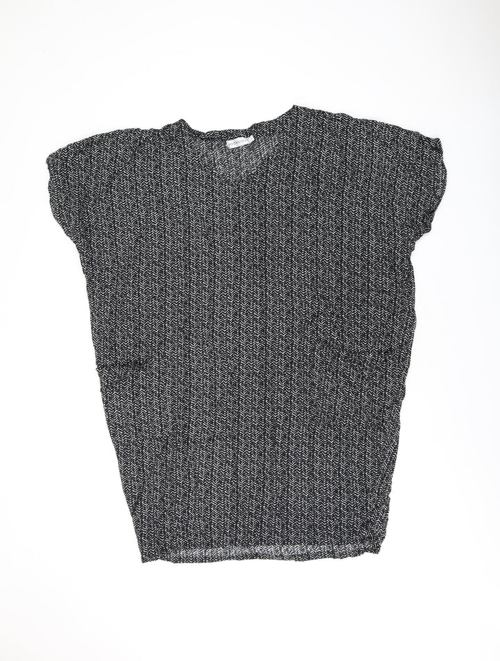 Bodacious Womens Black Geometric Polyester Shift Size L V-Neck Pullover