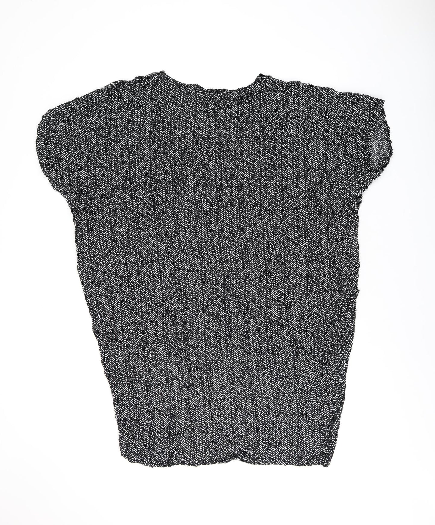 Bodacious Womens Black Geometric Polyester Shift Size L V-Neck Pullover