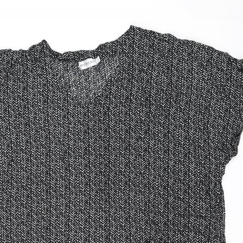 Bodacious Womens Black Geometric Polyester Shift Size L V-Neck Pullover
