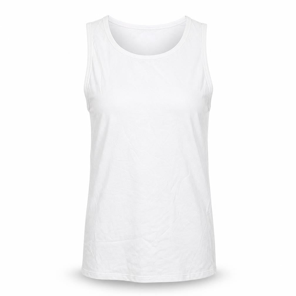 Front view of Marks & Spencer women’s white cotton basic tank, size L, scoop neck