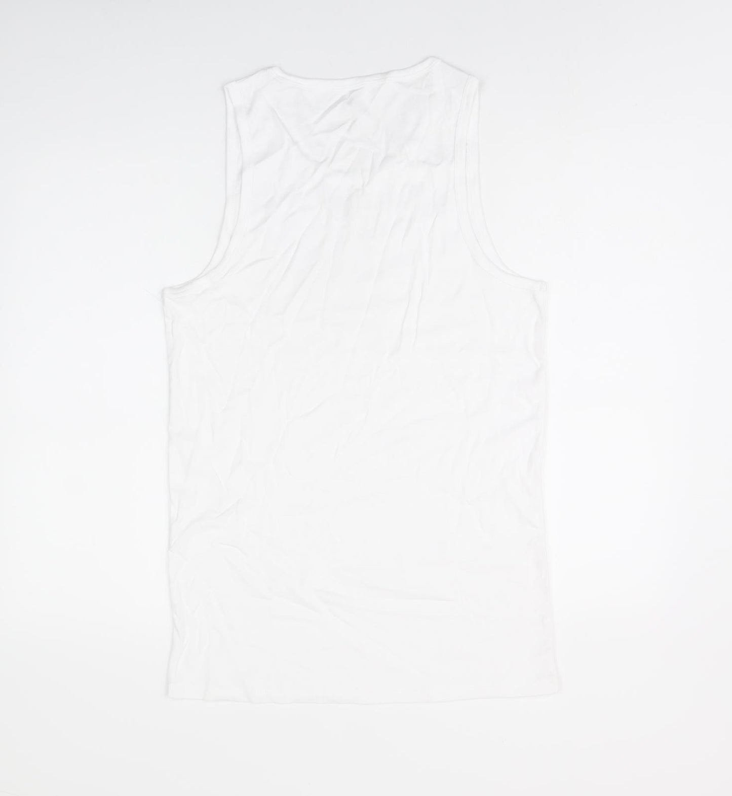 Marks and Spencer Womens White Cotton Basic Tank Size L Scoop Neck