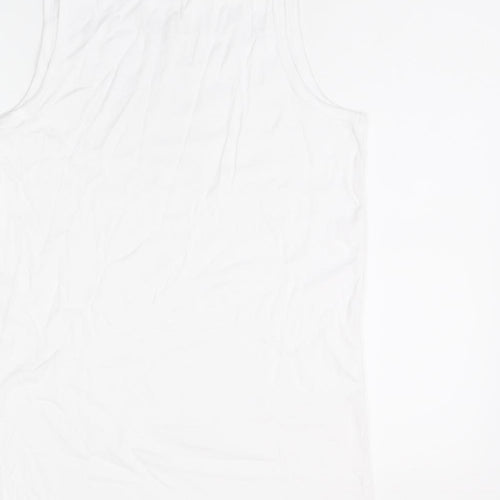 Marks and Spencer Womens White Cotton Basic Tank Size L Scoop Neck