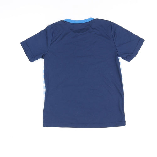 Peppa Pig Boys Blue Striped Polyester Basic T-Shirt Size 7-8 Years Round Neck Pullover