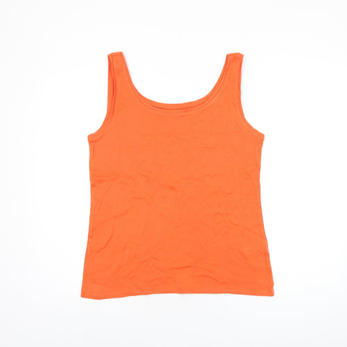 Marks and Spencer Womens Orange Cotton Basic Tank Size 16 Scoop Neck