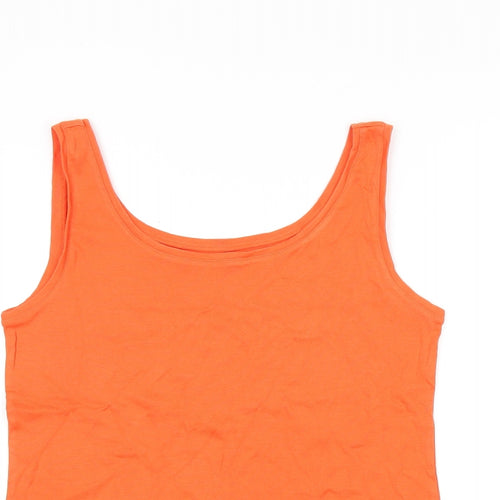 Marks and Spencer Womens Orange Cotton Basic Tank Size 16 Scoop Neck