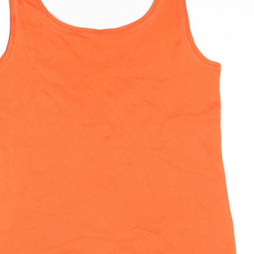 Marks and Spencer Womens Orange Cotton Basic Tank Size 16 Scoop Neck