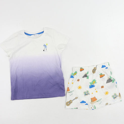 Marks and Spencer Baby White Geometric Cotton Cami Pyjama Set Size 18-24 Months Pullover