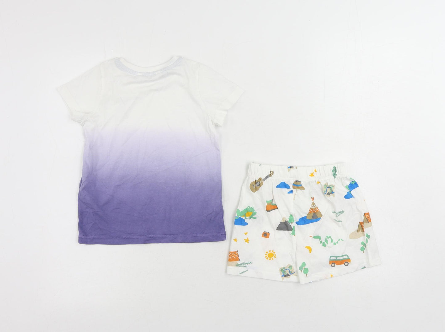 Marks and Spencer Baby White Geometric Cotton Cami Pyjama Set Size 18-24 Months Pullover