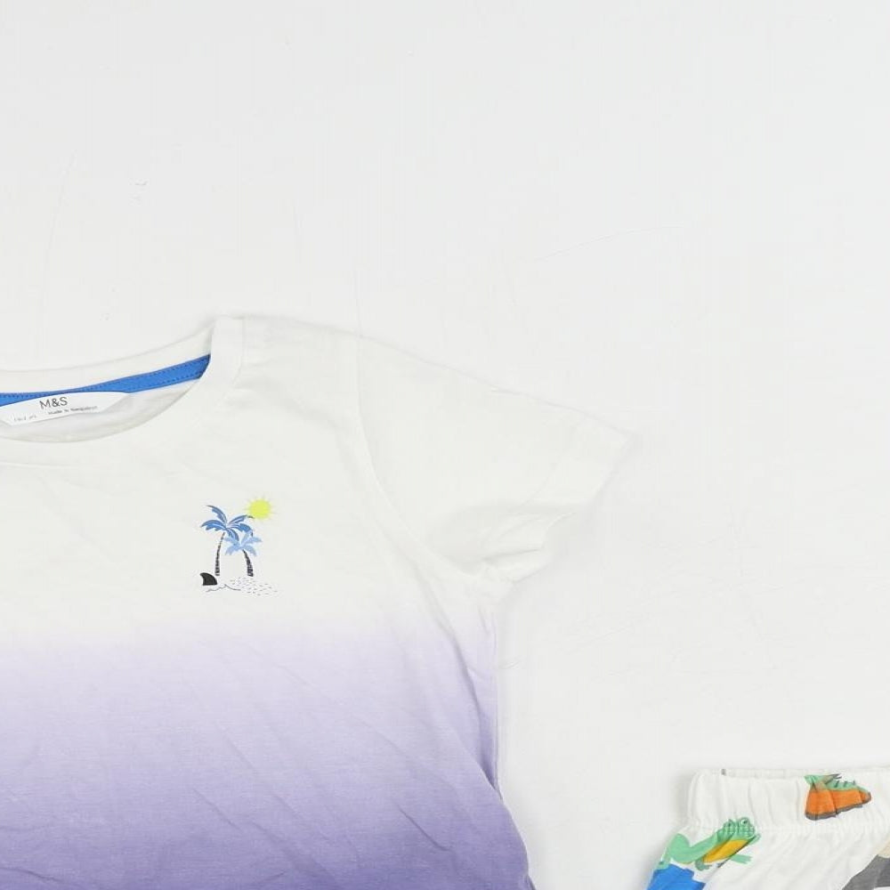 Marks and Spencer Baby White Geometric Cotton Cami Pyjama Set Size 18-24 Months Pullover