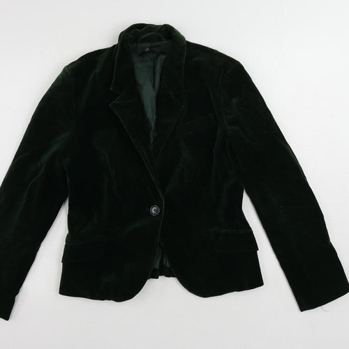 Zara Womens Green Jacket Blazer Size L Button