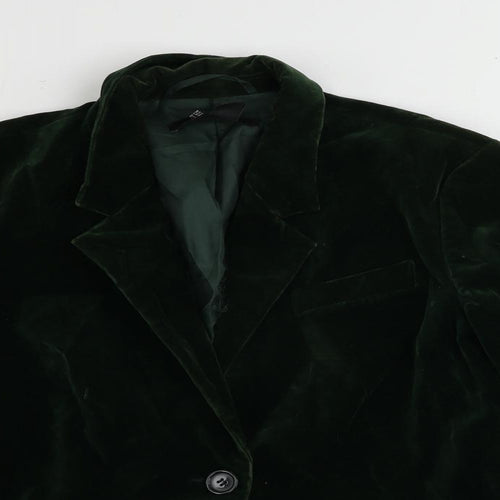 Zara Womens Green Jacket Blazer Size L Button