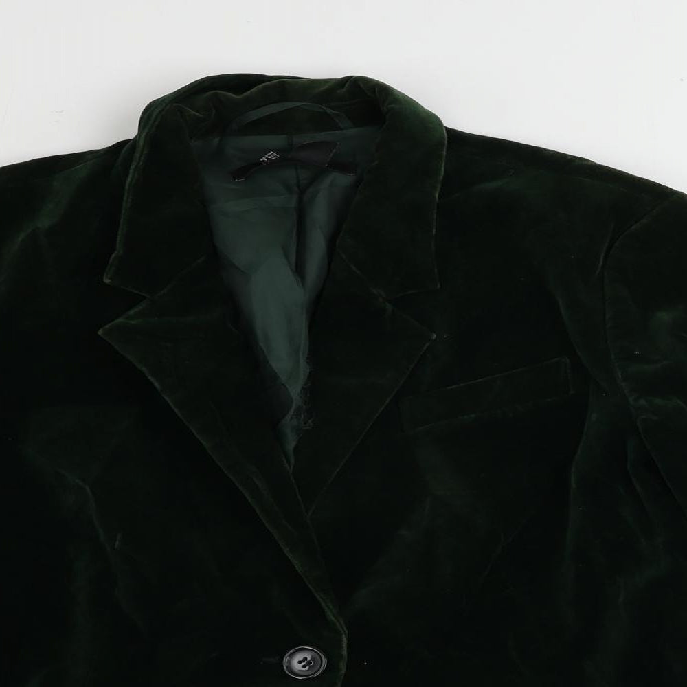 Zara Womens Green Jacket Blazer Size L Button