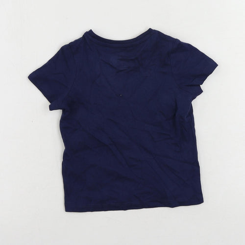 Marks and Spencer Girls Blue Cotton Pullover T-Shirt Size 2-3 Years Crew Neck Pullover - Be Kind