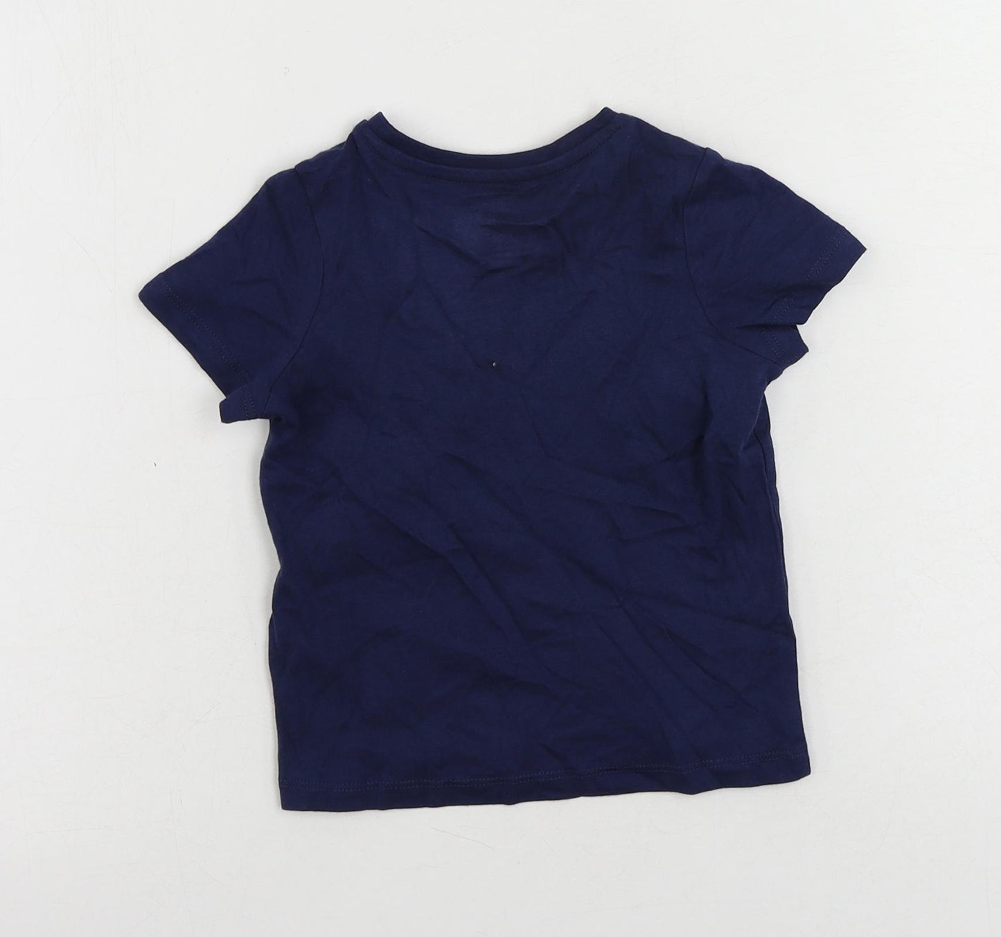 Marks and Spencer Girls Blue Cotton Pullover T-Shirt Size 2-3 Years Crew Neck Pullover - Be Kind