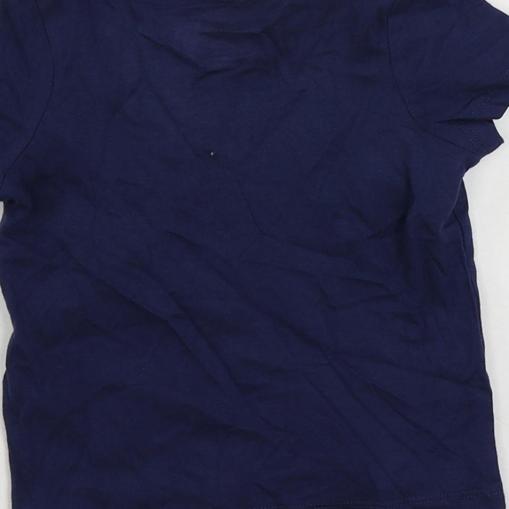 Marks and Spencer Girls Blue Cotton Pullover T-Shirt Size 2-3 Years Crew Neck Pullover - Be Kind