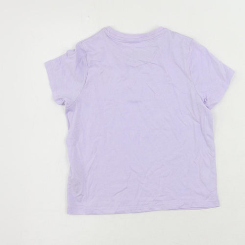 Marks and Spencer Girls Purple Cotton Pullover T-Shirt Size 8-9 Years Crew Neck Pullover - Heart