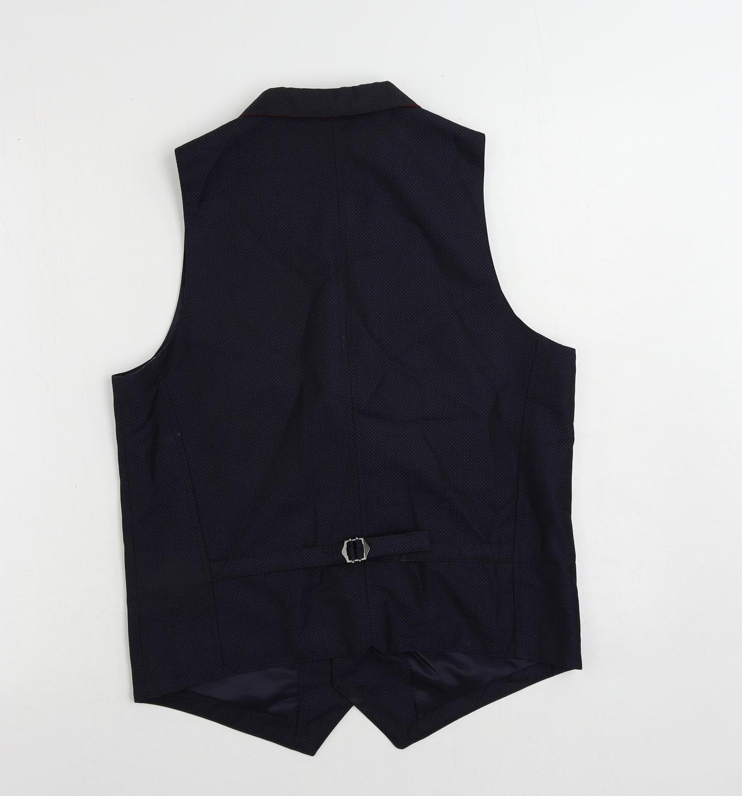 Spitafields Mens Blue Geometric Polyester Jacket Suit Waistcoat Size 40 Regular
