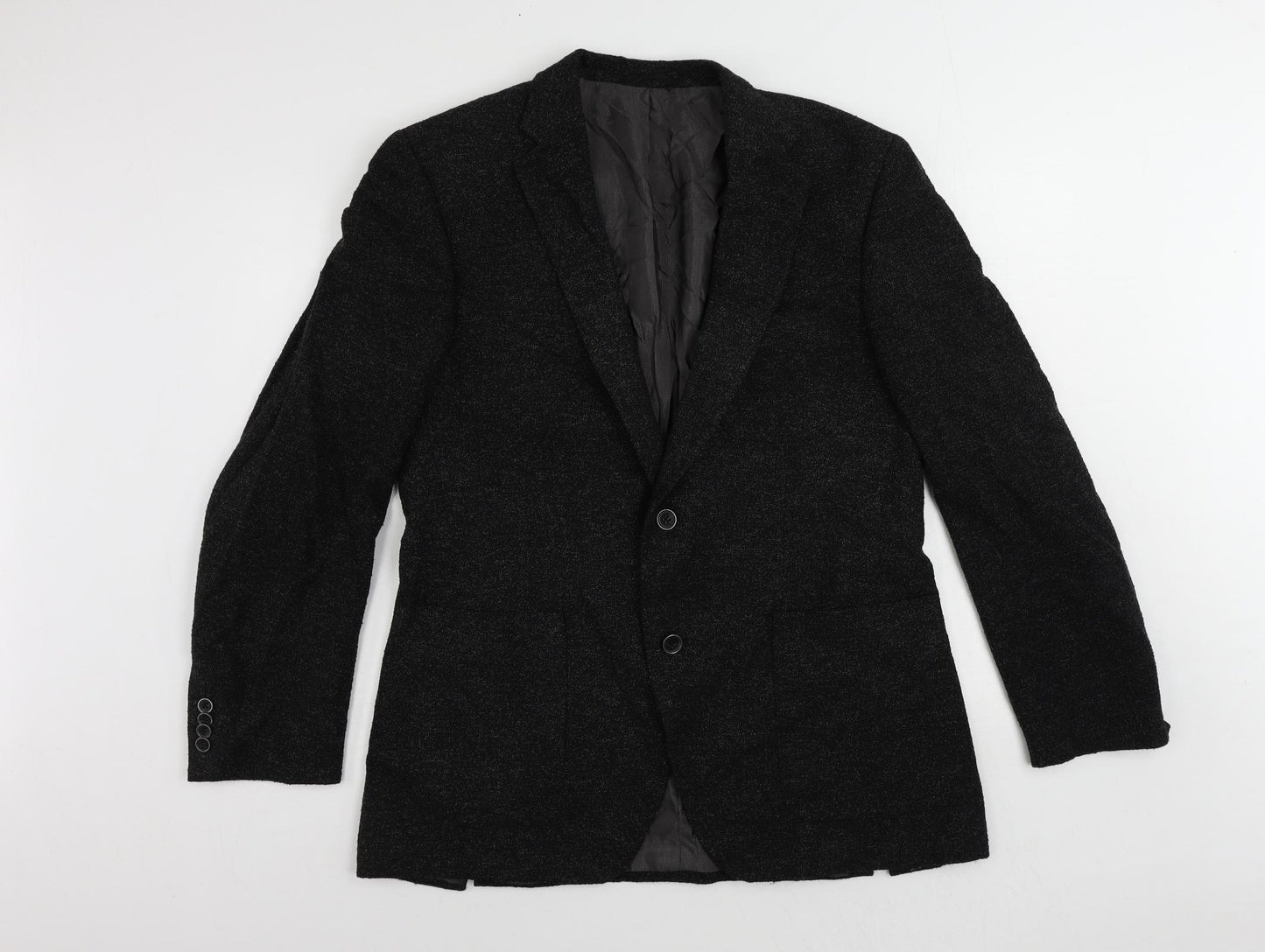 ROY ROBSON Mens Black Wool Jacket Blazer Size 40 Regular
