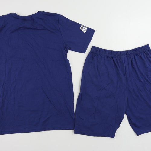 Marks and Spencer Boys Blue Solid Cotton Pyjama Set Size 13-14 Years Pullover - Super Mario