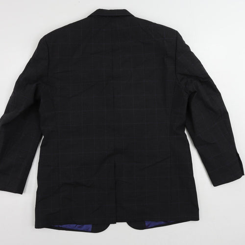 Linea Mens Grey Plaid Wool Jacket Suit Jacket Size 42 Regular