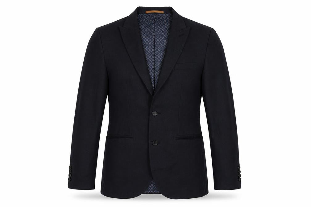 Front view of Next men’s blue polyester jacket suit jacket, size 36, regular