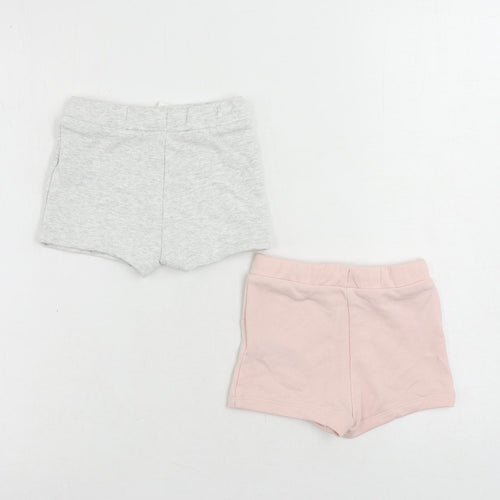 Marks and Spencer Baby Grey Cotton Cropped Trousers Size 9-12 Months Drawstring - Set