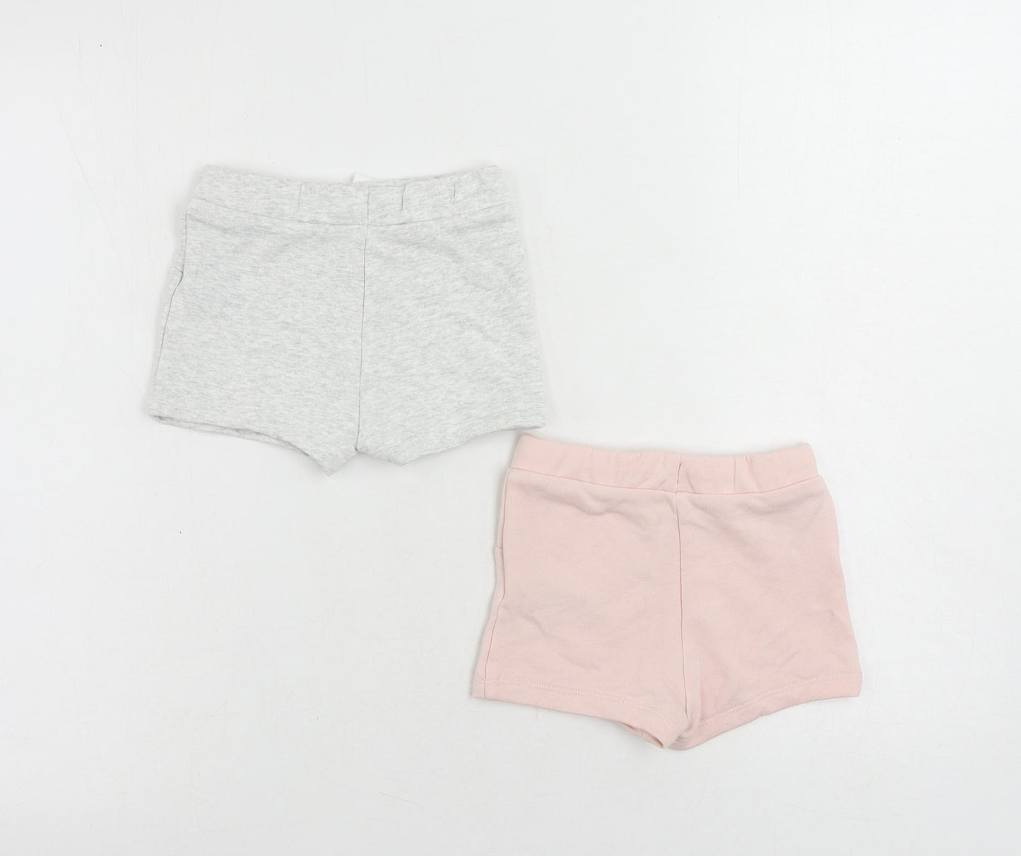 Marks and Spencer Baby Grey Cotton Cropped Trousers Size 9-12 Months Drawstring - Set