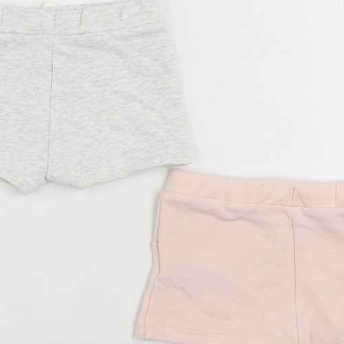 Marks and Spencer Baby Grey Cotton Cropped Trousers Size 9-12 Months Drawstring - Set