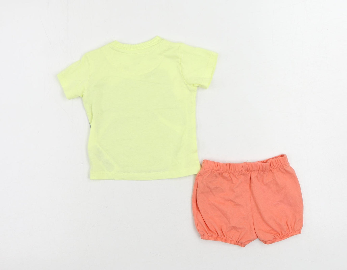 Marks and Spencer Baby Yellow Cotton Shorts Set Outfit/Set Size 0-3 Months Snap - Elephant