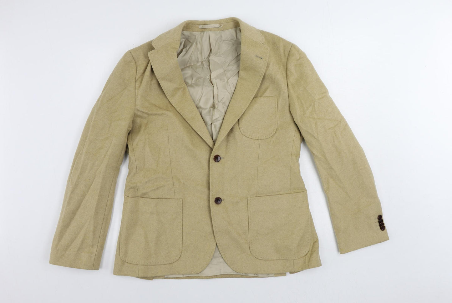 Marks and Spencer Mens Beige Wool Jacket Blazer Size 40 Regular
