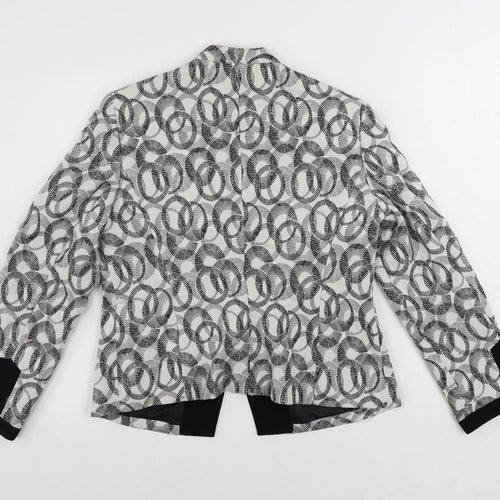 Kasper Womens Black Geometric Jacket Blazer Size 12 Button