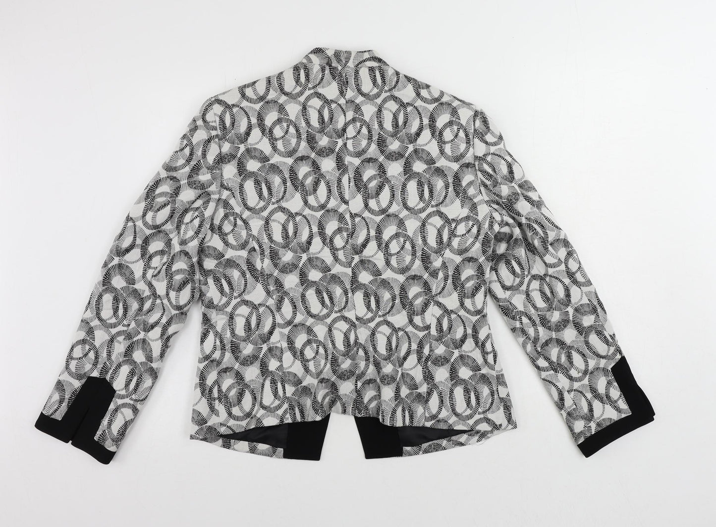 Kasper Womens Black Geometric Jacket Blazer Size 12 Button