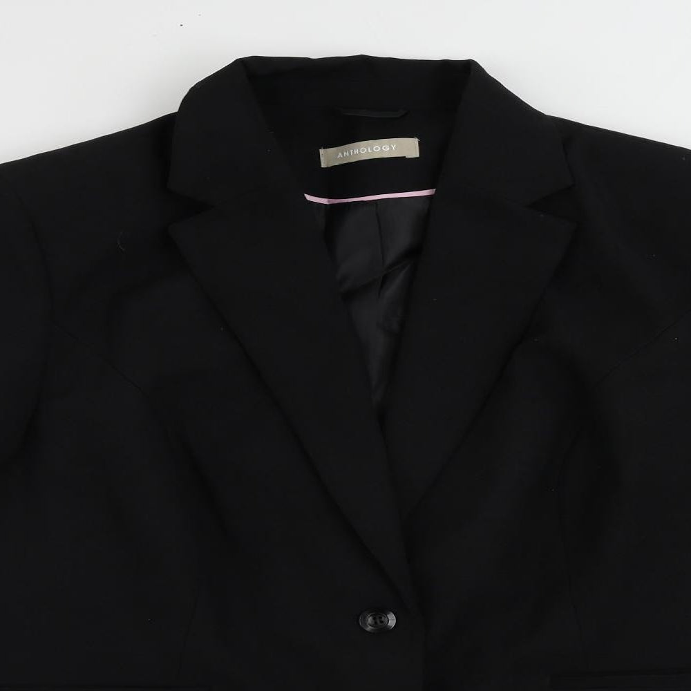 Anthology Womens Black Jacket Blazer Size 20 Button