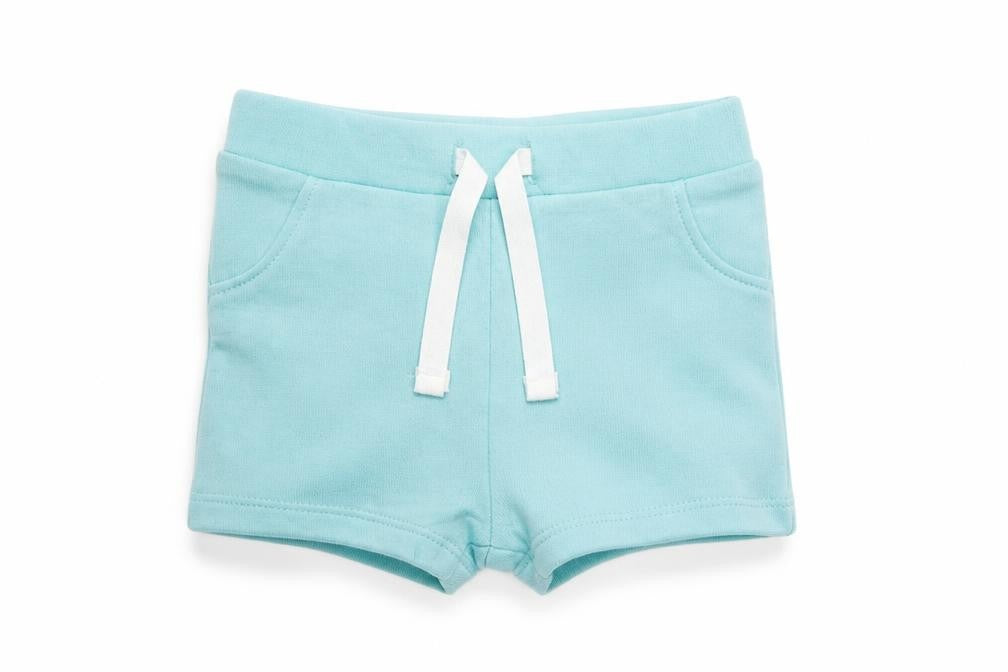 Marks and Spencer Baby Blue Cotton Cropped Trousers Size 3-6 Months Drawstring - Set