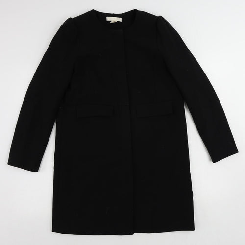H&M Womens Black Overcoat Coat Size 10 Zip