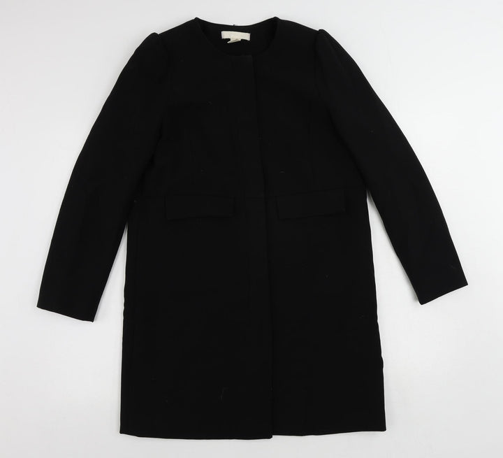 H&M Womens Black Overcoat Coat Size 10 Zip