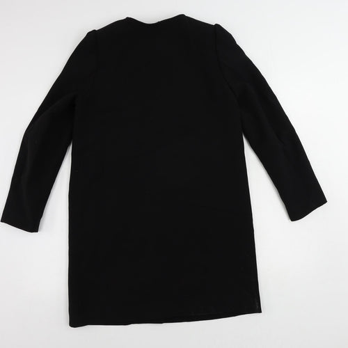 H&M Womens Black Overcoat Coat Size 10 Zip