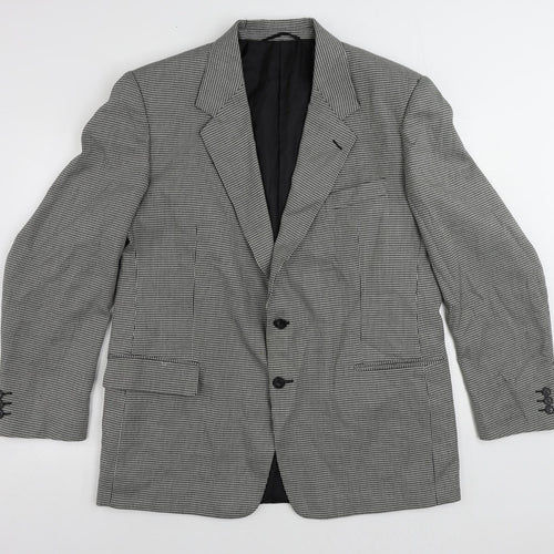 Enrico Gorlani Mens Black Geometric Polyester Jacket Suit Jacket Size 44 Regular