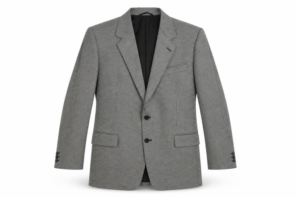 Front view of Enrico Gorlani men’s black geometric polyester jacket suit jacket, size 44, regular