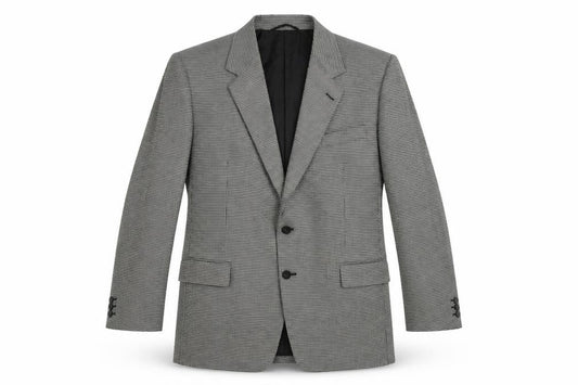 Front view of Enrico Gorlani men’s black geometric polyester jacket suit jacket, size 44, regular