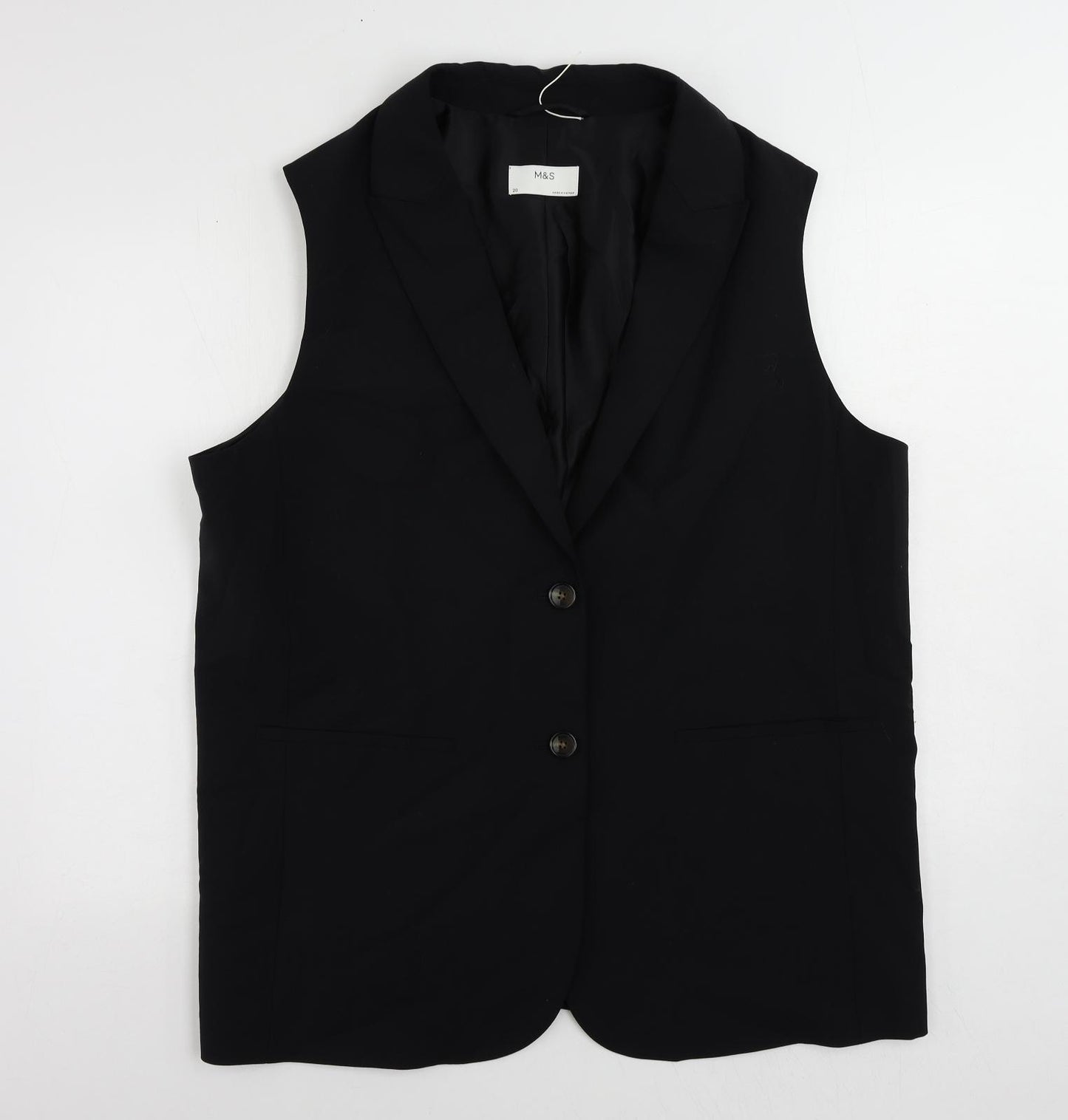 Marks and Spencer Womens Black Jacket Waistcoat Size 20 Button