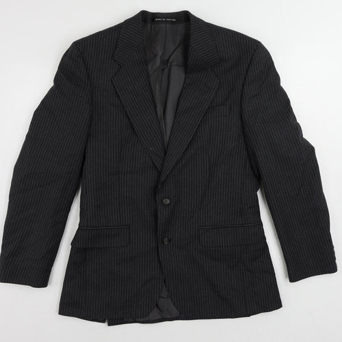 The Label Mens Grey Striped Wool Jacket Suit Jacket Size 38 Regular