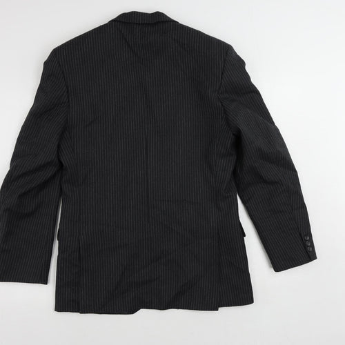 The Label Mens Grey Striped Wool Jacket Suit Jacket Size 38 Regular