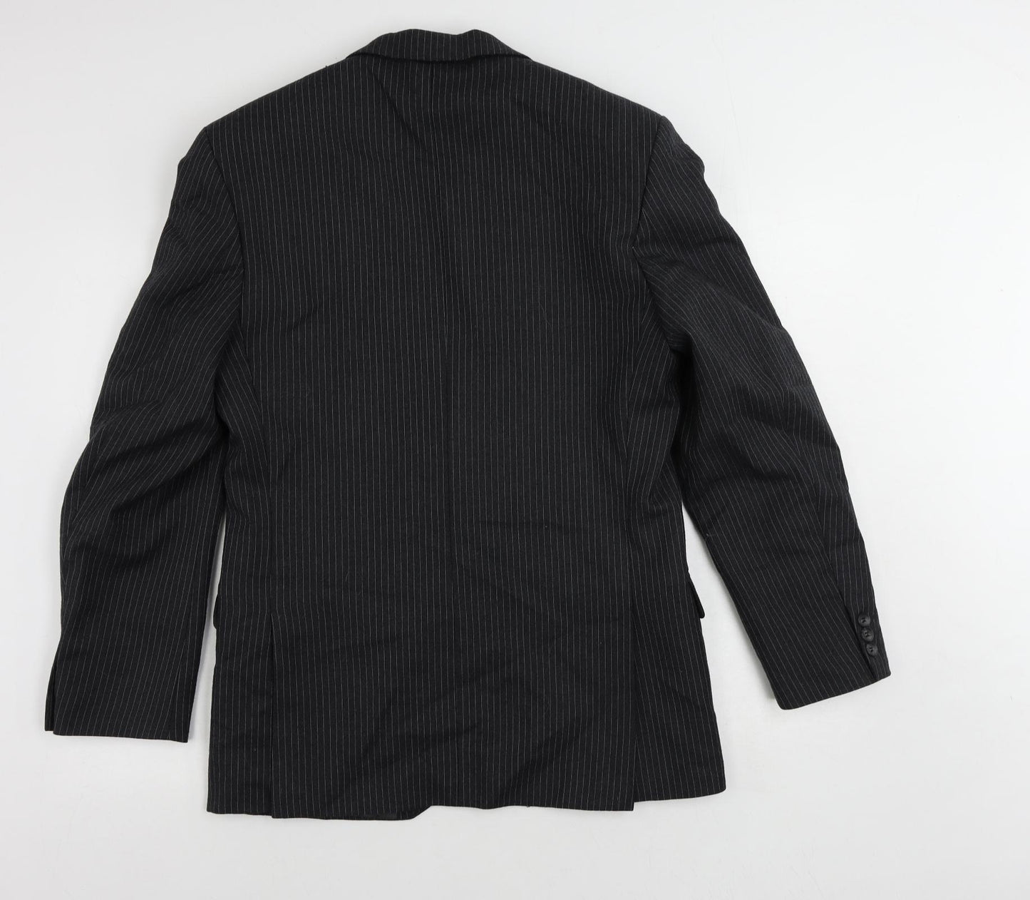 The Label Mens Grey Striped Wool Jacket Suit Jacket Size 38 Regular