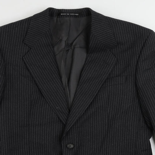 The Label Mens Grey Striped Wool Jacket Suit Jacket Size 38 Regular