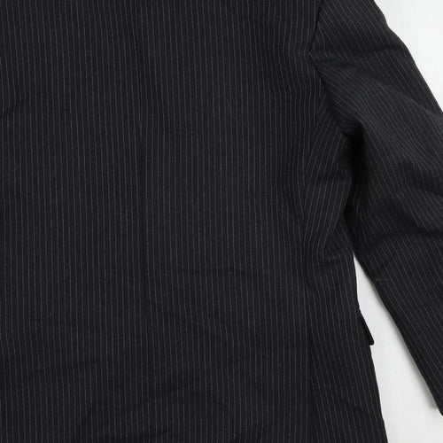 The Label Mens Grey Striped Wool Jacket Suit Jacket Size 38 Regular