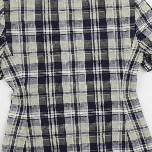 St Michael Womens Blue Plaid Jacket Blazer Size 8 Button